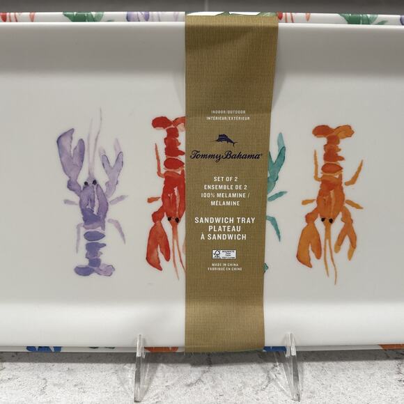 Set 2 LOBSTER or CRAWFISH Melamine Tommy Bahama Serve Tray Platter Platters NEW - Picture 2 of 5